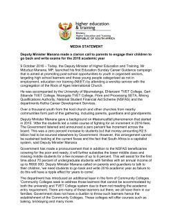 MEDIA STATEMENT Deputy Minister Manana made a clarion call to
