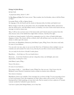 Eulogy for John Rainey By Bud Ferillo As prepared for delivery