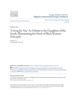 "A Song for You" As Tribute to the Daughters of the South