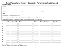 Royal Agricultural Society &ndash; Equestrian Performance Card ( Novice)