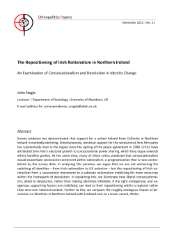 The Repositioning of Irish Nationalism in Northern Ireland