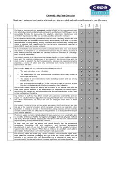 EN16636 &ndash; My First Checklist Read each statement and decide