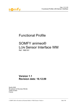 Functional Profile SOMFY animeo&reg; LON Sensor