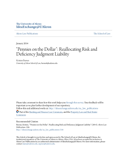 "Pennies on the Dollar": Reallocating Risk and Deficiency Judgment