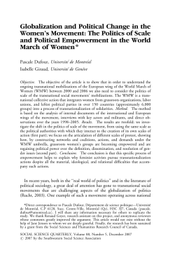 Globalization and Political Change in the Women`s Movement: The