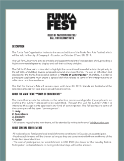 RULES OF PARTICIPATION 2017 CALL FOR CULINARY ARTS