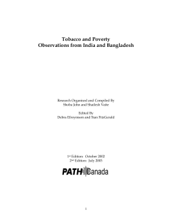 Tobacco and Poverty: Observations from India