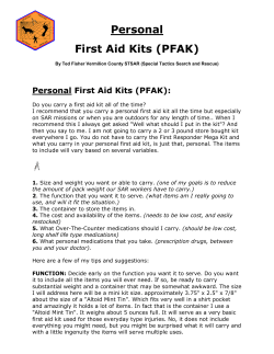 Personal First Aid Kits (PFAK)