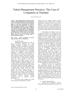 Talent Management Practices: The Case of Companies in Thailand