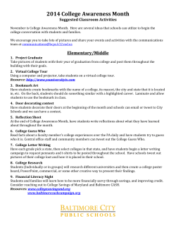 Suggested Classroom Activities - Baltimore City Public Schools