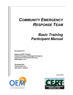 COMMUNITY EMERGENCY RESPONSE TEAM Basic Training