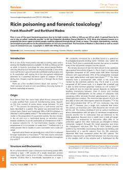 Ricin poisoning and forensic toxicology &dagger; Frank Musshoff