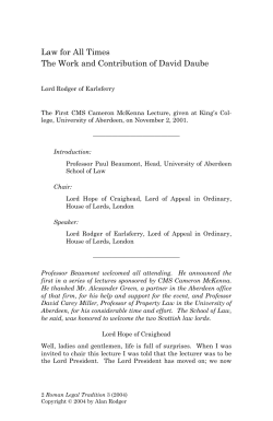 Law for All Times: The Work and Contribution of David Daube