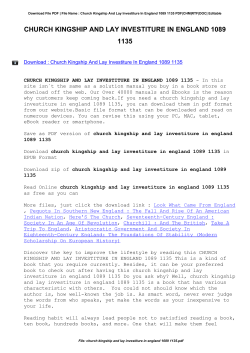 Church Kingship And Lay Investiture In England 1089 1135