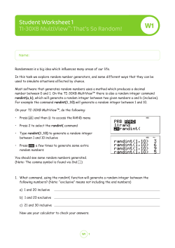 Student Worksheet 1 TI-30XB MultiView&trade;:That`s So