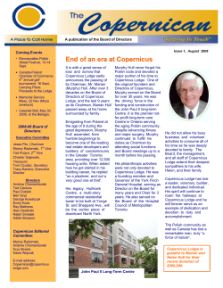 End of an era at Copernicus - Copernicus Lodge Foundation