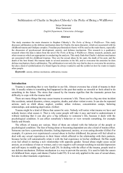 Sublimation of Charlie in Stephen Chbosky`s the