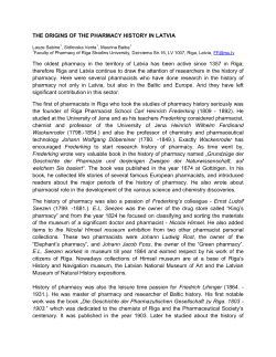 the origins of the pharmacy history in latvia - shp