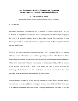 Lists, Taxonomies, Thesauri and Ontologies