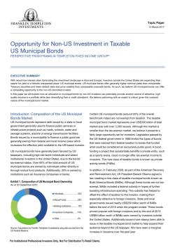Opportunity for Non-US Investment in Taxable US Municipal Bonds
