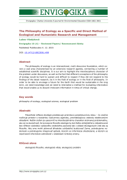 The Philosophy of Ecology as a Specific and Direct