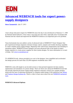 Advanced WEBENCH tools for expert power- supply designers