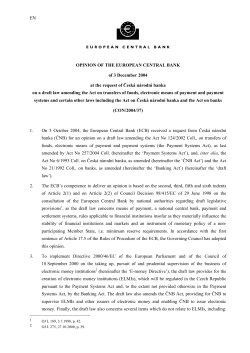 Opinion on the introduction of e-money institutions (CON