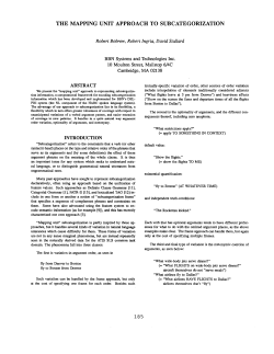 THE MAPPING UNIT APPROACH TO SUBCATEGORIZATION