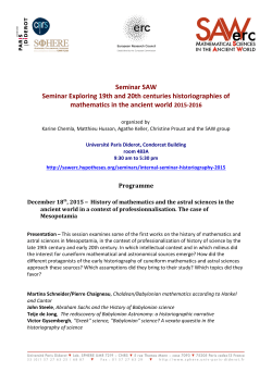 Seminar SAW Seminar Exploring 19th and 20th