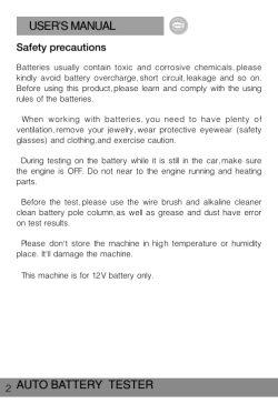 USER`S MANUAL AUTO BATTERY TESTER 2 - OBD2