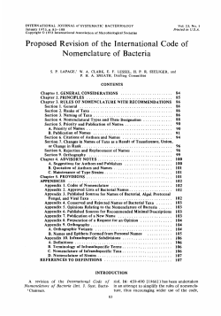 Proposed Revision of the International Code of Nomenclature of