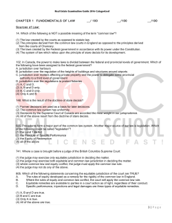 CH 1 Lesson Questions - GOBC Real Estate School Vancouver
