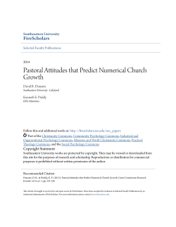 Pastoral Attitudes that Predict Numerical Church Growth
