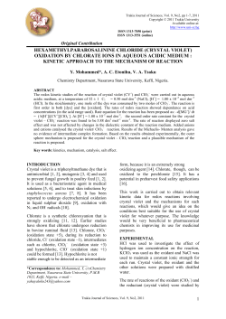 (crystal violet) oxidation by chlorate ions in aqueous acidic medium