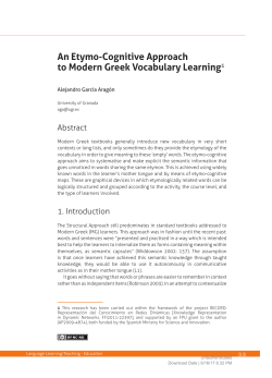 An Etymo-Cognitive Approach to Modern Greek Vocabulary Learning1