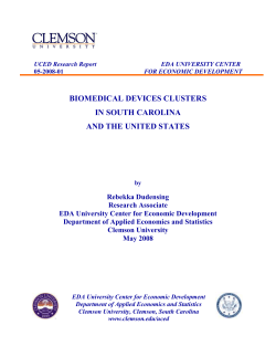 biomedical devices clusters in south carolina and the united states