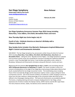 San Diego Symphony News Release
