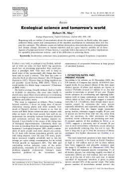 Ecological science and tomorrow`s world