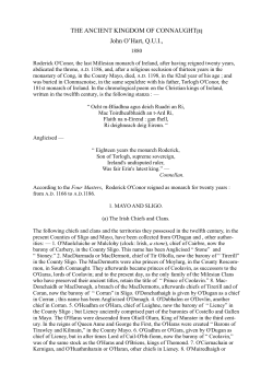 THE ANCIENT KINGDOM OF CONNAUGHT[1] John O`Hart, Q.U.I.,