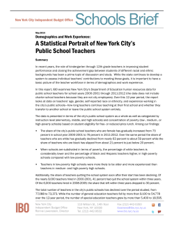 A Statistical Portrait of New York City`s Public School Teachers