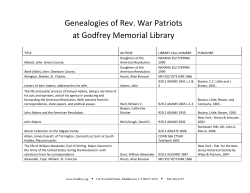 Genealogies of Rev. War Patriots at Godfrey Memorial Library