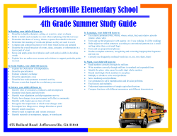 Jeffersonville Elementary School 4th Grade Summer Study Guide