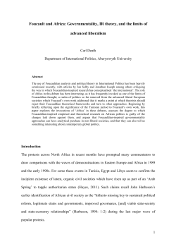 Foucault and Africa: Governmentality, IR theory, and the limits of