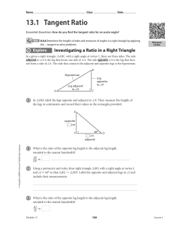 13 . 1 Tangent Ratio