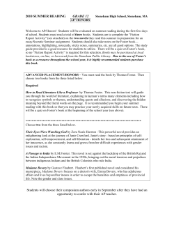 2010 SUMMER READING GRADE 12 Students will choose their