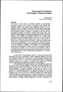 Intra-lingual Translation: Irish English-Standard English