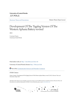 Development Of The Tagalog Version Of The Western