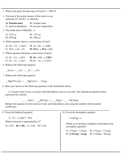 1. What is the gram formula mass of Na 2CO3 &bull; 10H2O? A) formula
