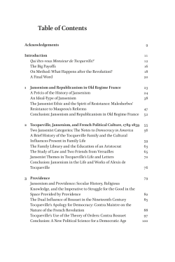 Tocqueville, Jansenism, and the Necessity of the Political in a