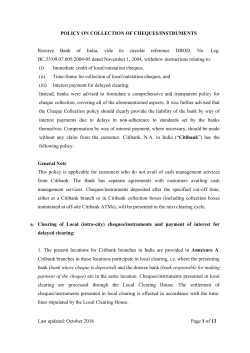 Last updated: October 2016 Page 1 of 13 POLICY ON COLLECTION